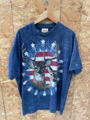 Vintage The Mountain XXL T-Shirt - Deer & American Flag - Dark Blue