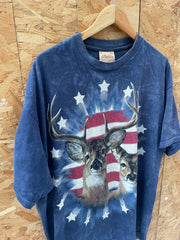 Vintage The Mountain XXL T-Shirt - Deer & American Flag - Dark Blue