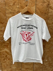 Vintage 90s Single Stitch Native American Pow Wow T-Shirt - White - Size L