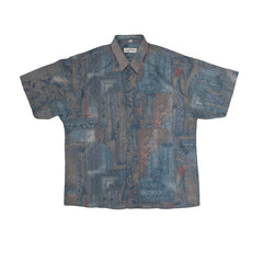 Vintage Angelo Litrico Men's Blue Patterned Grungy Crazy Shirt Size 44 XL