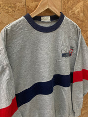 Vintage 80s grey navy blue red Adidas jogger gym sweatshirt size medium
