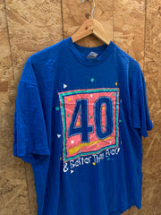 Vintage 90s 40 & better than ever funny single stitch blue t-shirt size XL