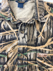 Vintage 90s Woolwich x Mossy Oak chunky fleece felt beige brown hunting shirt size XL