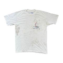 Thrashed Single Stitch Hanes "Nags Head NC" Graphic T-Shirt Size L White