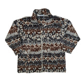 Vintage 90s brown beige aztec Navajo pattern crazy print zip fleece size medium by Sergio Tacchini