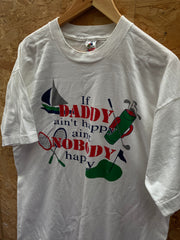 Vintage 90s white funny quote single stitch t-shirt size XL by Fruit of the loom