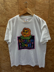 Vintage 90s Safari lion quirky single stitch white t-shirt size large by Hanes