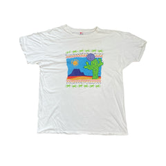 Vintage 90s Single Stitch Desert Cactus T-Shirt Graphic Tee White Size 3XL