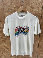 Vintage Single Stitch Running Club T-Shirt White Size L 1987 Graphic Tee