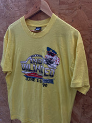 Vintage 90s yellow Indy Unlimited souvenir single stitch t-shirt size XL by BEST