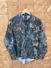 Vintage Y2K Scent Shield Realtree Mossy Oak style realistic camo beige green brown hunting shirt siz