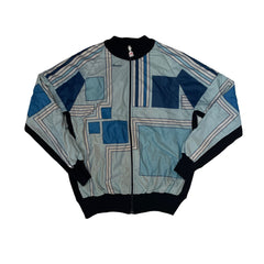 Vintage Santini Geometric Cycle Track Jacket Blue/White/Navy L