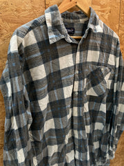 Vintage 90s grey blue check pattern flannel cotton shirt size XL by Stanley