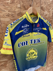 Vintage Biemme CORTEK Cycling Jersey Men's Size S Blue Yellow Short Sleeve