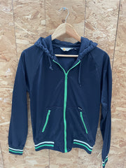 Carhartt Navy Blue Full Zip Hoodie Jacket Size S Green Accents