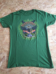 Vintage Y2K psychedelic trippy The Black Crowes lay down with 13 tour green T-shirt size large artwo