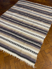 Vintage Striped Southwestern Blanket Throw Rug Serape Boho Fringe