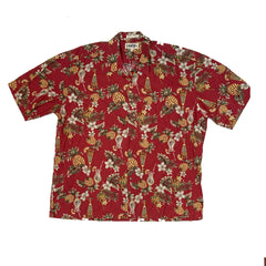 Vintage 90s maroon red pineapple pattern Hawaiian shirt size XXL by Campia Moda