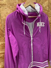 Vintage Y2K bright fuschia pink varsity style shell jacket size medium by Nike