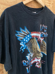 Vintage 90s Live to Ride, Ride to Live USA flag eagle biker t-shirt size XL