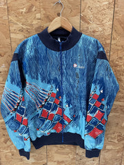 Vintage Nalini Cycle Jacket Men's L Blue Red Geometric Wave