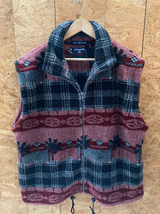 Vintage 90s Campagnolo chunky grey red winter pattern fleece vest gilet large