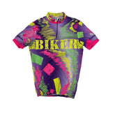 Vintage Brancale Cycling Jersey Shirt "BIKER" Retro 90s Purple Crazyprint Neon L