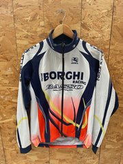 Vintage Giordana Borchi Racing Cycling Jersey L Blue White Red Long Sleeve