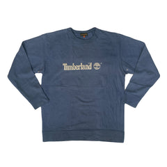 Vintage 90s muted navy blue crew neck spell out sweater size M by Timberland