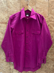 Vintage 90s magenta pink western cowboy long sleeve shirt size medium by Rustler