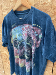 Vintage Y2K The Mountain Pug Dog Tie Dye T-Shirt Size XL Blue Graphic Tee