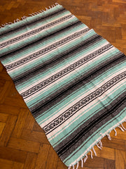 Serape Blanket Baja Style Southwest Stripe Fringe Throw Beach Yoga Blanket