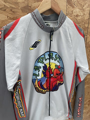 Ellegi Cycling Jersey Men's M Gray Red Long Sleeve La Playa Solarium Bike Shirt