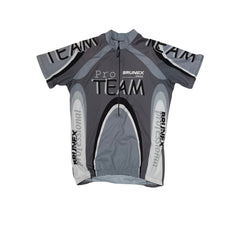 Brunex Swiss Pro Team Cycling Jersey Men's Size L Grey Short Sleeve
