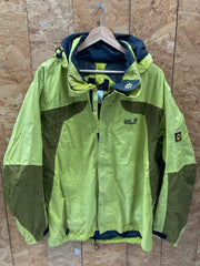 Vintage Y2K lime olive green technical rain jacket size large by Jack Wolfskin