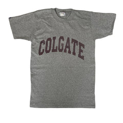 Vintage 80s USA souvenir Colgate college varsity high school print grey T-shirt size small
