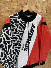 Vintage Schauff Velo Cycling Jacket Red White Black Animal Print M