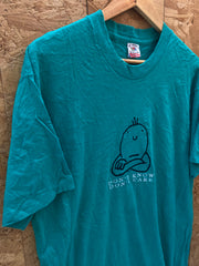 Vintage 90s Don't know Don't care embroidered single stitch t-shirt size large