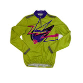 Descente Vintage Cycling Jersey Men's L Lime Green 1/4 Zip Long Sleeve Retro