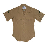 Vintage 90s USA military beige short sleeve logistics defense shirt size medium