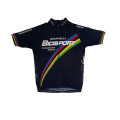 Brunelli Bicisport Cycling Jersey L Black Short Sleeve Full Zip Bicycle Race