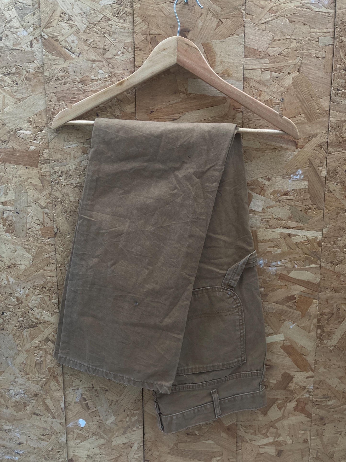 Dickies Vintage 90s W36 L32 distressed worn tan beige cotton canvas duck weave workwear carpenter pa