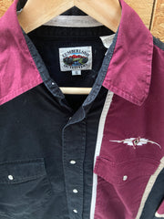 Vintage 90s maroon black aztec panel shirt size small by Cumberland Outfitters