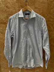 Vintage Y2K Ralph Lauren white blue pinstripe smart shirt size large 16.5"