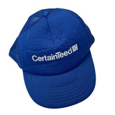 Vintage 80s CertainTeed Trucker Hat Blue Mesh Snapback Baseball Cap Adult Size