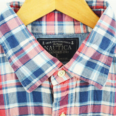 Vintage Y2K Nautica red blue white check preppy shirt size large