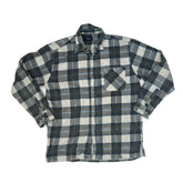 Vintage 90s grey blue check pattern flannel cotton shirt size XL by Stanley