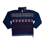 Vintage Pass World Aztec Fleece Pullover Sweater 1/4 Zip Geometric Print Size M