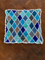 Handmade Crochet Baby Blanket Diamond Pattern Blue Green