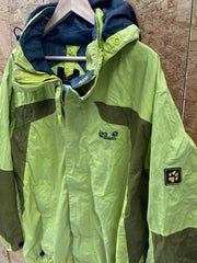 Vintage Y2K lime olive green technical rain jacket size large by Jack Wolfskin